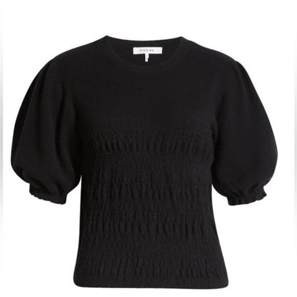 NWOT FRAME Smocked Puff Sleeve Cashmere Sweater - Picture 1 of 6